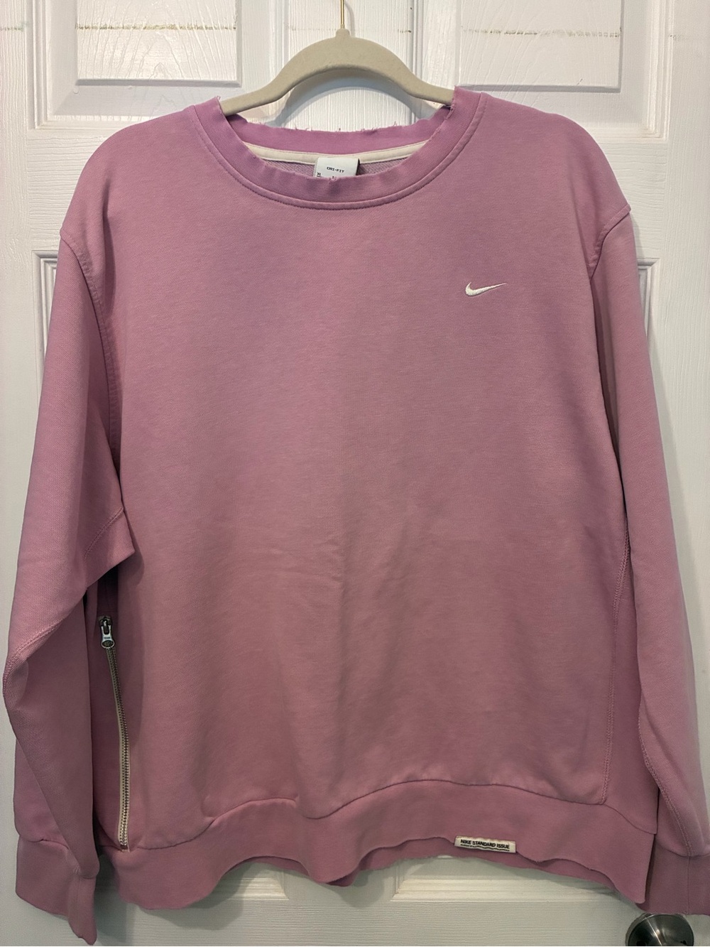 Nike Dusty Pink/Mauve Crewneck Dri-Fit Raw HemSweatshirt with Zipper Pocket